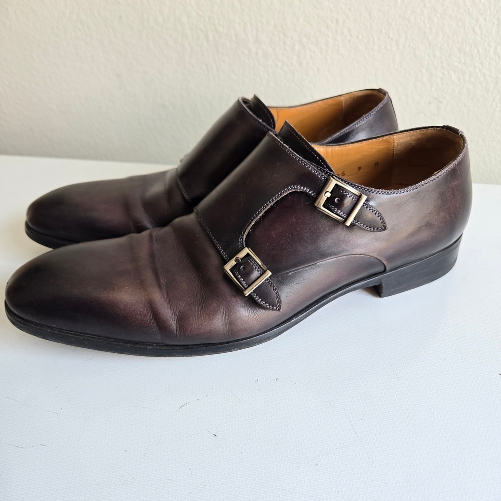 Magnanni Lucio Mens 20585 Dark Brown Leather Double Monk Strap Shoes Size 9 M